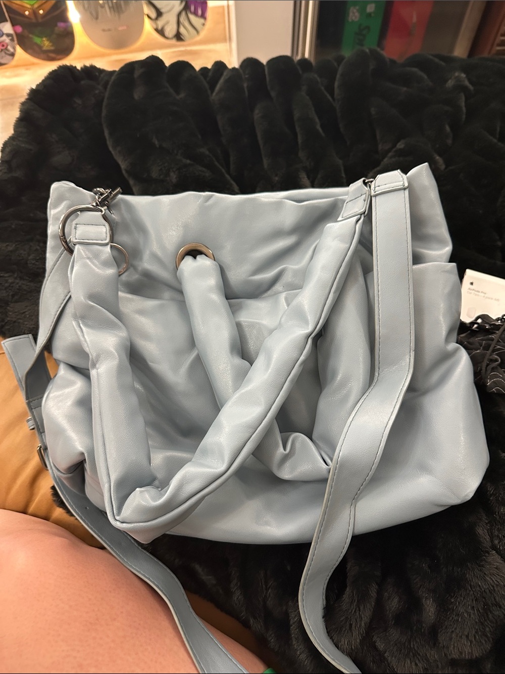 Rachel by Rachel Roy Soft Leather Satchel Handbag in Light Blue